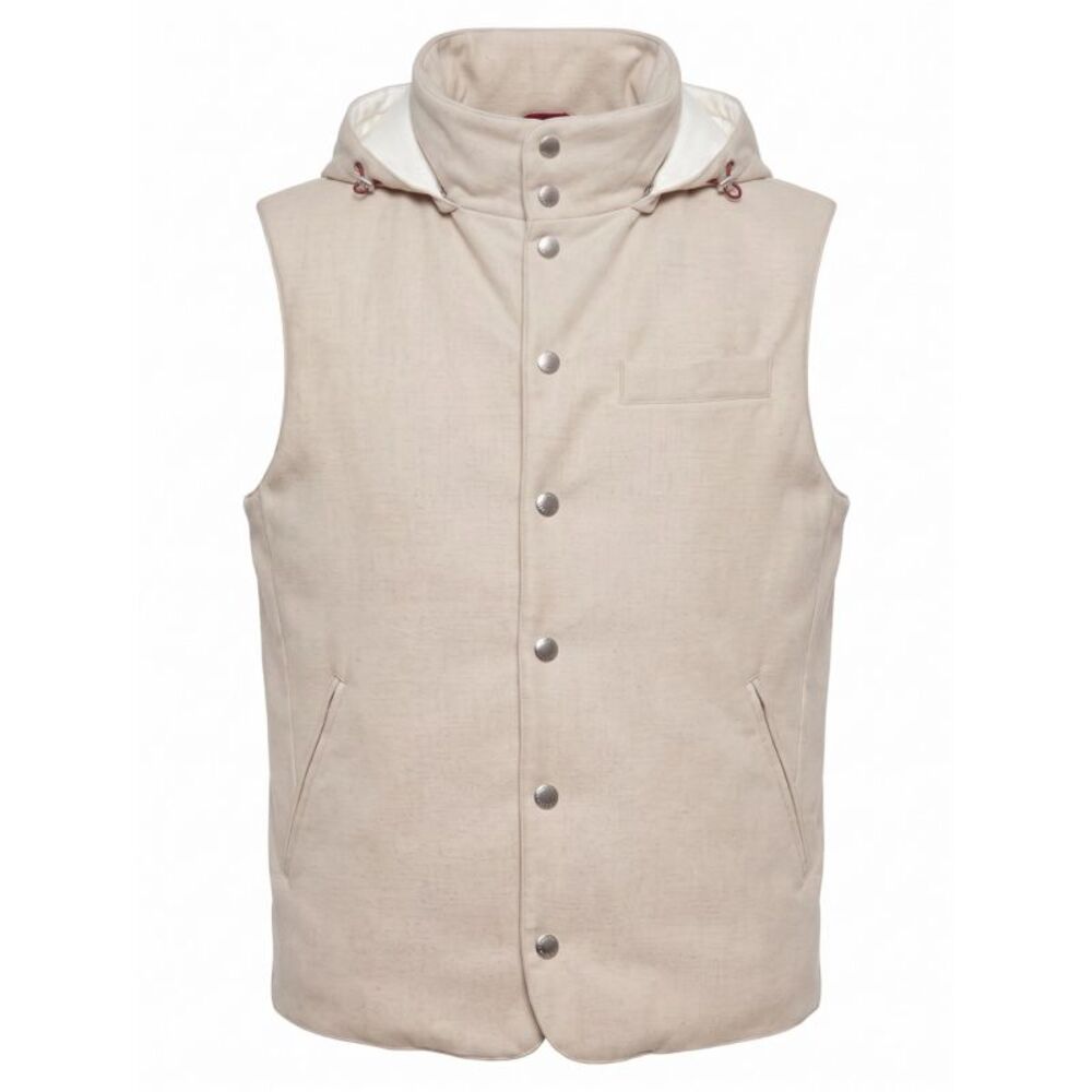 Brunello Cucinelli Men Hooded Wool Flannel Down Vest